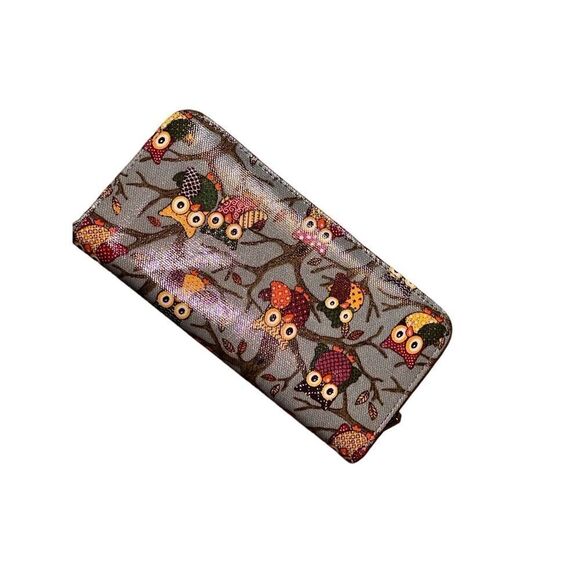 Beautiful Womens Owl Print Canvas Photo Credit Card Holder Purse Ladies Wallet P - Picture 3 of 5